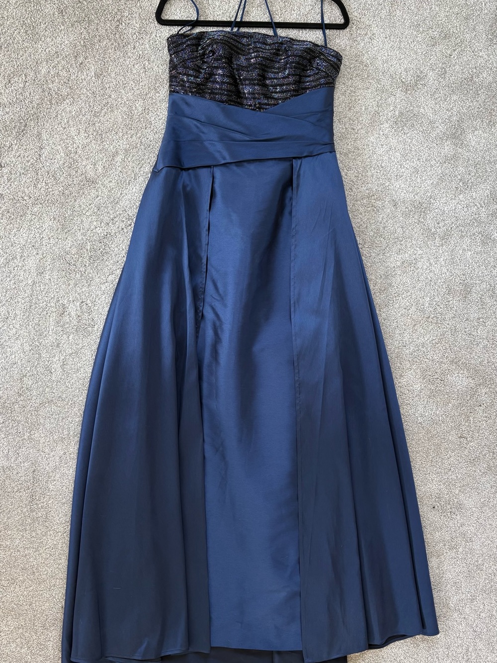 Pamella Roland Navy Blue Strapless Evening Gown with Embellished Bodice